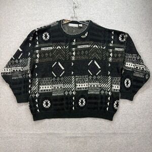Vintage Michael Gerald Knit Sweater Mens 5XL Green Geometric Acrylic Retro 90s